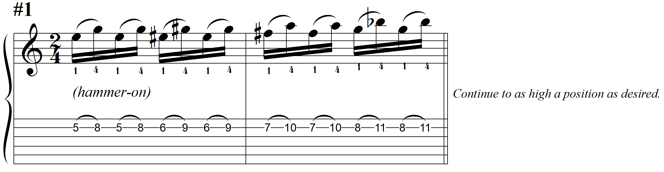 slur study number one copyright 2023 Jeff Anvinson www.jlamusic.com www.guitar-etc.com